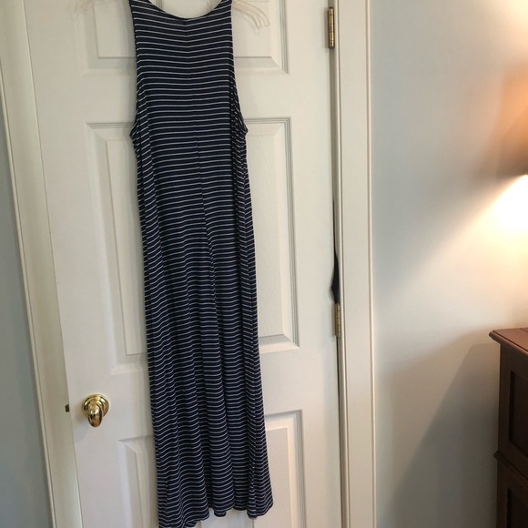 Gap Navy/White Striped Midi/Maxi Dress LARGE - Picture 4 of 8